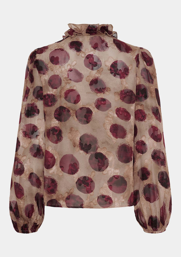 I SAY Vibse Ruffle Blouse Blouses M80 Wine Bomb