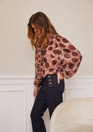 I SAY Vibse Ruffle Blouse Blouses M80 Wine Bomb