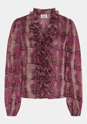 I SAY Vibse Ruffle Blouse Blouses N04 Potato/Cerise Flow