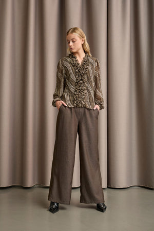 I SAY Vibse Ruffle Blouse Blouses N65 Khaki Magic