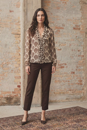 I SAY Vibse Ruffle Blouse Blouses N85 Heritage Damask