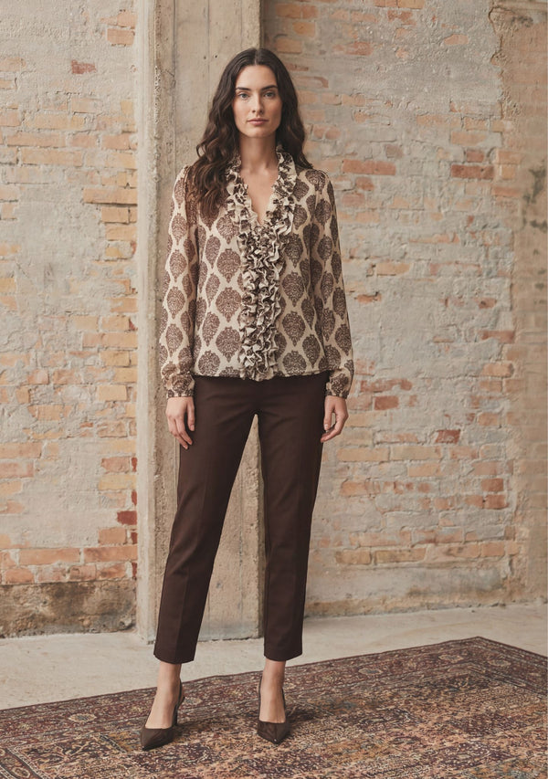 I SAY Vibse Ruffle Blouse Blouses N85 Heritage Damask