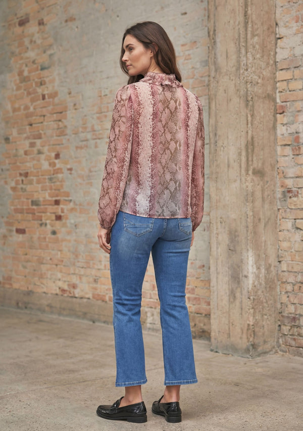 I SAY Vibse Ruffle Blouse Blouses N86 Rose Snake