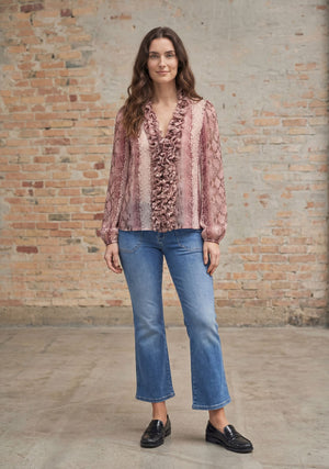 I SAY Vibse Ruffle Blouse Blouses N86 Rose Snake