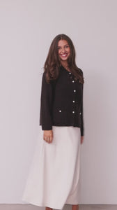 I SAY Anna Classic Cardigan Knitwear 357 Dark Brown Melange