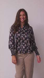 I SAY Melba Printed Blouse Blouses A30 Blue Mood