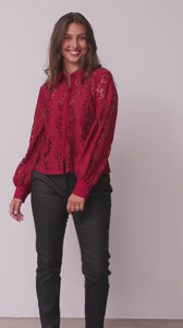 I SAY Kimie Lace Shirt Shirts 440 Warm Red