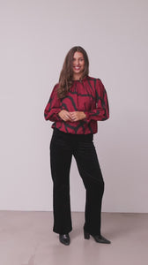 I SAY Tanna Printed Blouse Blouses M97 Black On Red